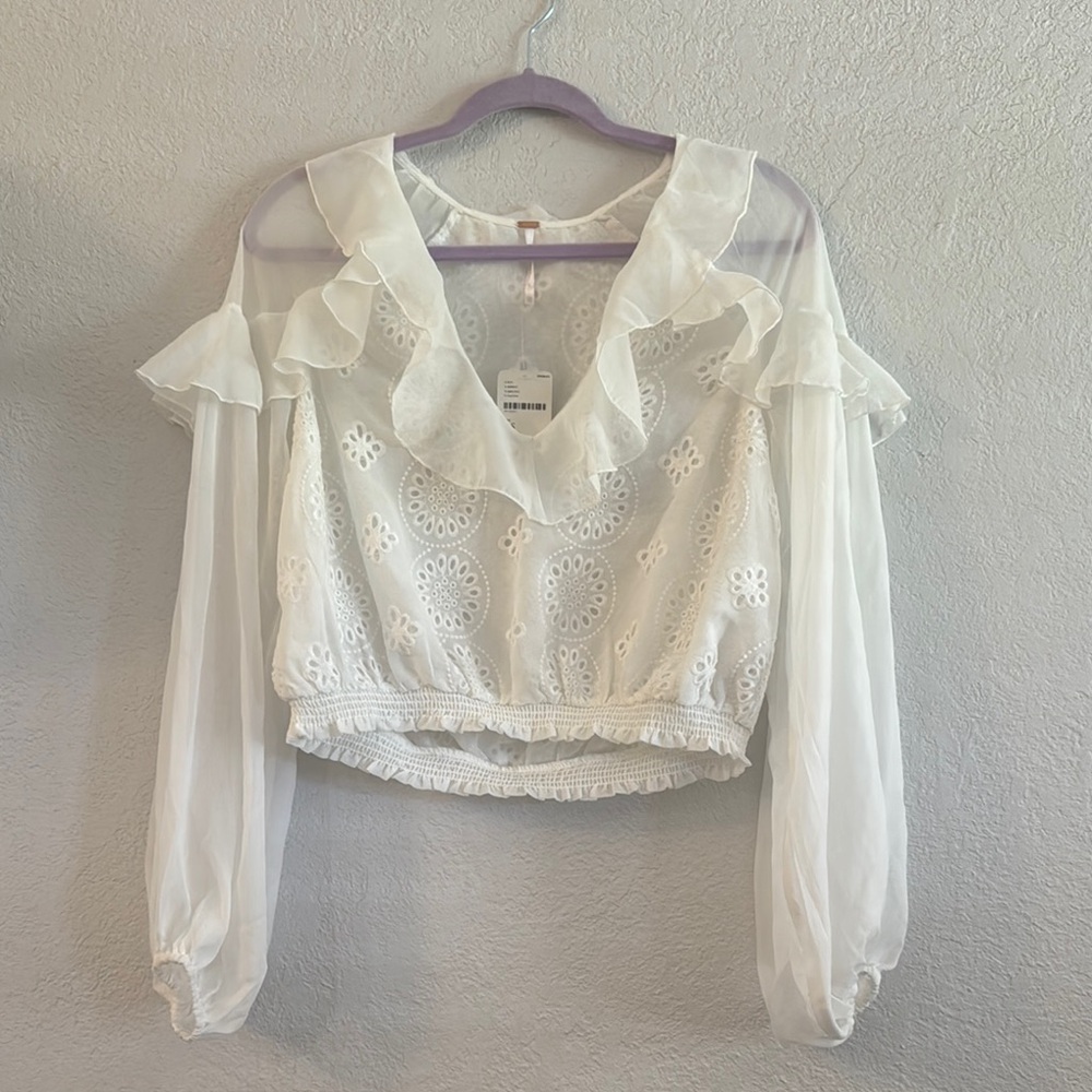 Free People Ruffle Crop Blouse